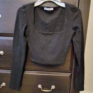 Zara Black Square Neck Crop Top